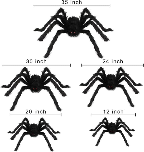 Halloween Spindeldekorationer, 5-pack Jättehårig Spindel Stor Rea