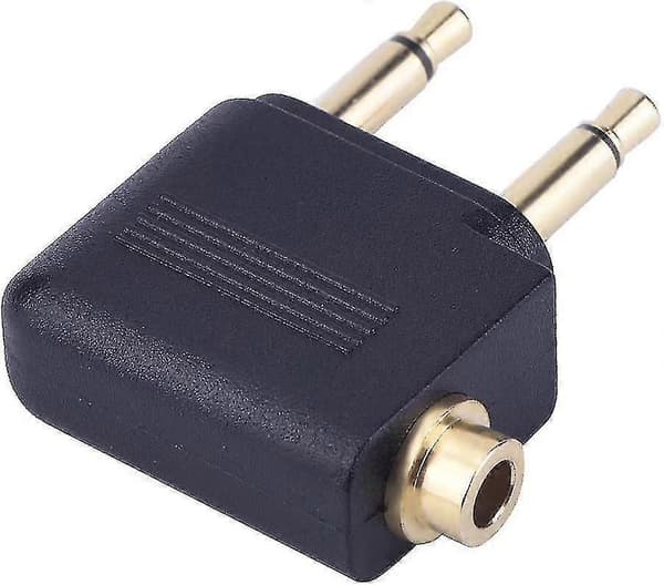 Lentokoneadapterit kuulokkeille (3 kpl, musta)