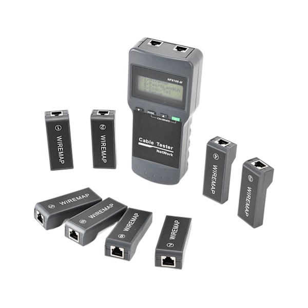 F‑8108‑M LCD Display Netværkskabellængdetester Kabeltrådsfejlfinder med 8 fjernenheder