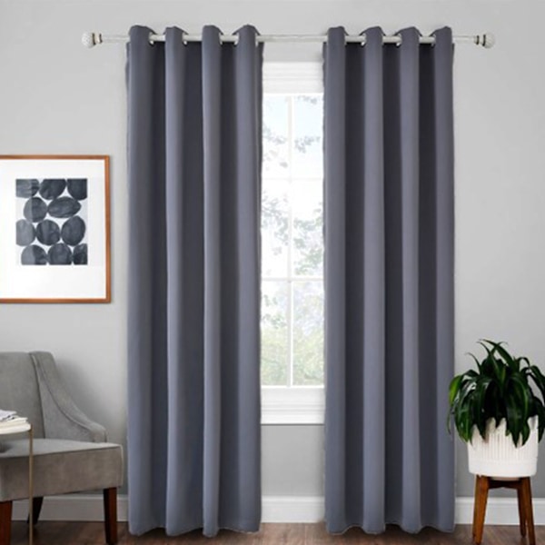 Mörkläggningsgardin polyester sovrum mörkläggningsgardiner mörkgrå för hushållsdekoration