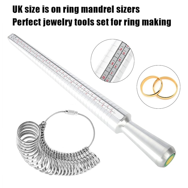 UK Storlek Ring Dorn Stick Finger Gauge Sizer Smycken Mätverktyg Set