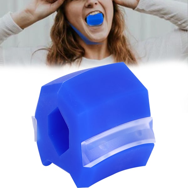 Bærbar Jawline Shaping Træningsbold Ansigtsmuskel Masseter Øvelsesudstyr med Æske Snøre LBlå