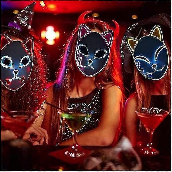 Demon Slayers Fox Mask Led Halloween Mask Cosplay Mask Q3