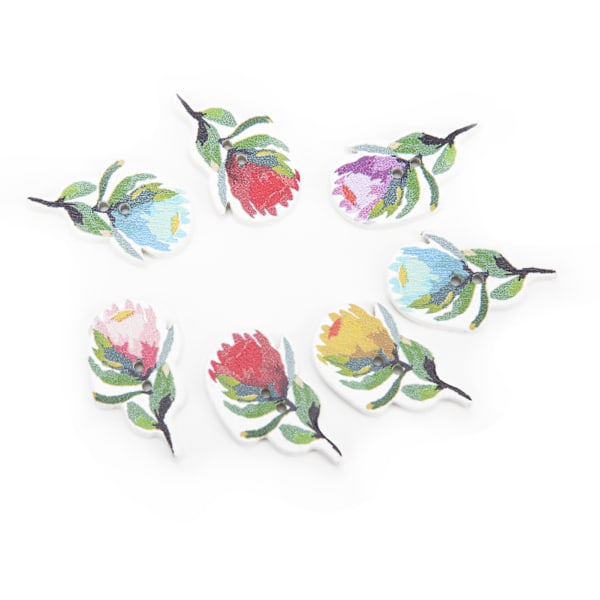 200 stk. blomsterformede treknapper, blandet dekorativ knapp, 2-hulls knapper for sying