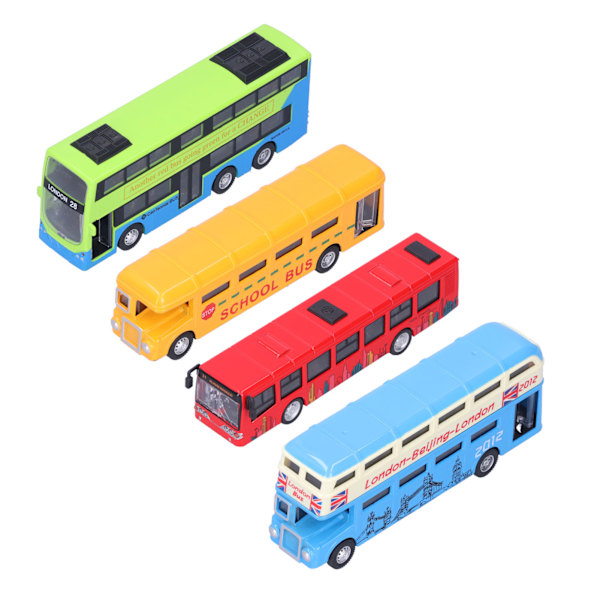 4st Alloy Bus Leksaker Set Tidig pedagogisk Pull Back Fordonsmodell för barn BarnleksakerC
