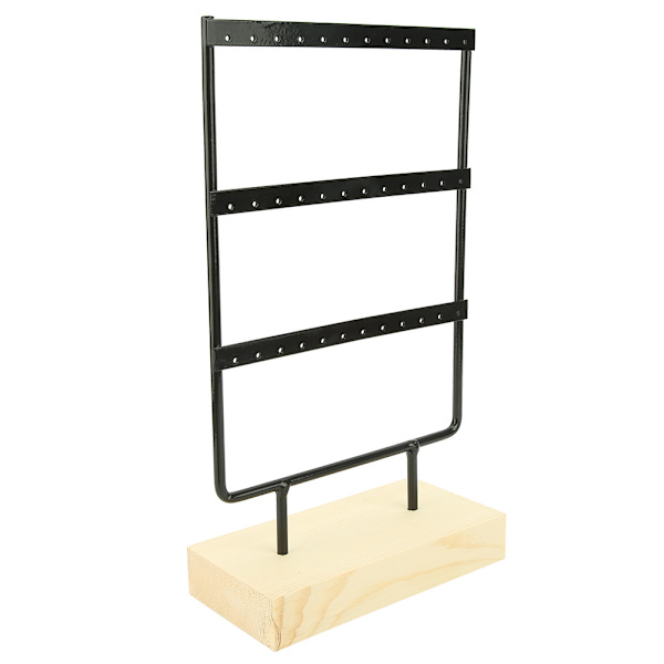 36 hål metall smycken förvaringsställ Display stativ örhängen Halsband Organizer med trä bassvart