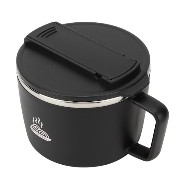 Nuddelskål med pinde og Spork 1200ml 304 rustfrit stål Bærbar Ramen Spisekål med låg til kontor