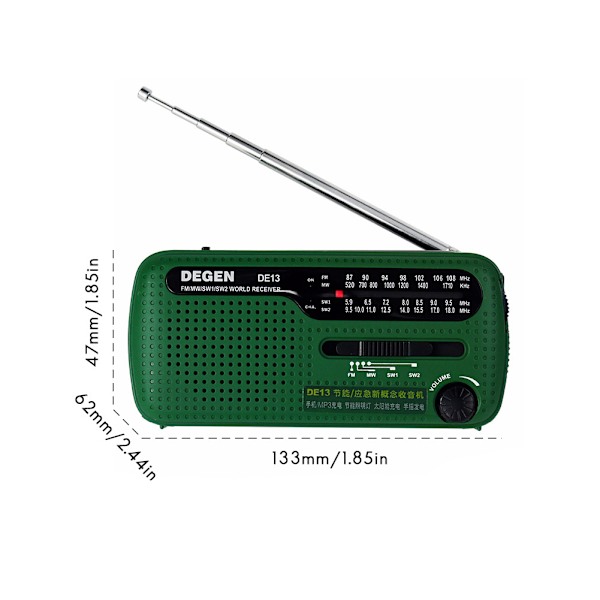 Bärbar handvevad AM/FM Solar Radio Nödradio för äldre