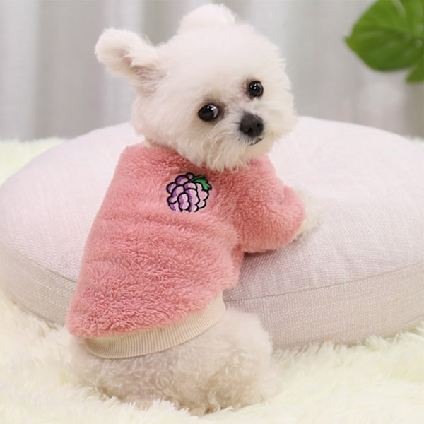 Plysch för valp Kläder Varma Bekväm Hudvänlig Elastisk Rund Hals 2 Ben Hund Plysch Kläder för Husdjursmaterial Rosa Grape M