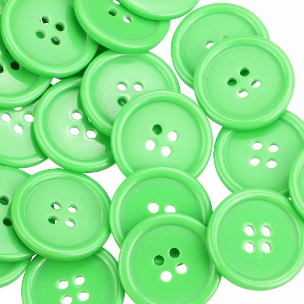 50 stk grønne runde knapper 4-hulls harpiksknapper for gjør-det-selv-søm