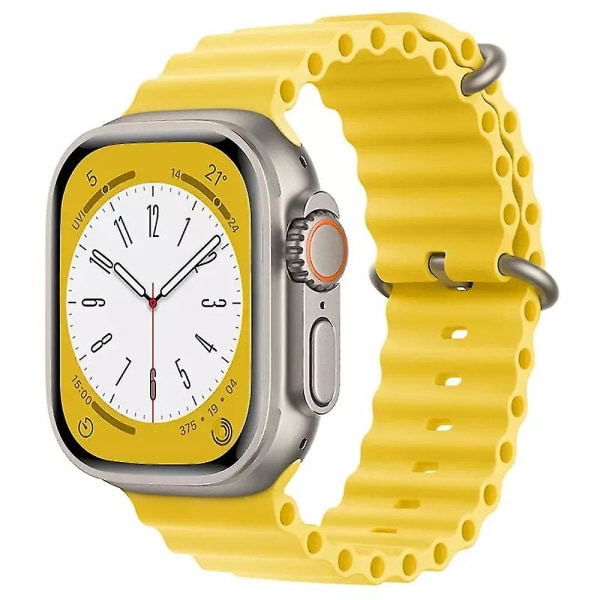 Watch Vågformad sportrem Justerbar Kompatibel för Apple Watch Ultra Ersättningsarmband yellow