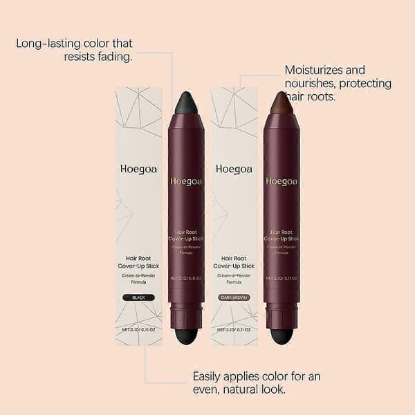 Hodebunn-retusjeringsstift for grått hår Umiddelbar dekning Ammoniakkfri Sølfri for kvinner og menn Black 1pcs