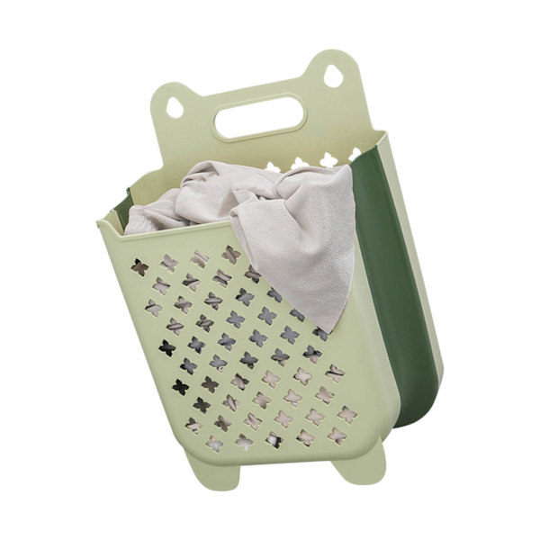 Wall Mounted Foldable Laundry Basket Large Capacity Hanging Foldable Laundry Hamper for Home Green L