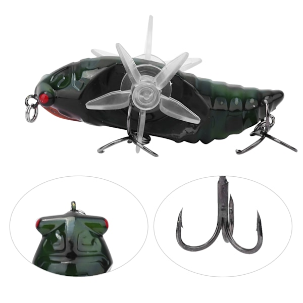 Hard Fish Lure Bionic Cicada Shape fiskebete med roterande snurrar Propeller Diskantkrok 7,5 cmY238-7