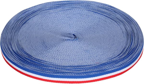 lontejp 50m x 10mm Dekorativ spiral Trefarget Rød Hvit Blå DXGHC