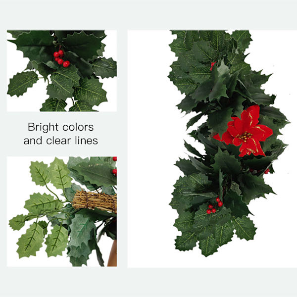 Jul Dörr Lintel Dekoration 45cm Sidentyg Konstgjord julkrans Dörrdekor