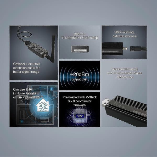 Zigbee 3.0 Usb Dongle Plus, Ti Cc2652p Koordinator, Universell Usb Zigbee Hub, Zigbee Gateway För Home Assistant Shlm G