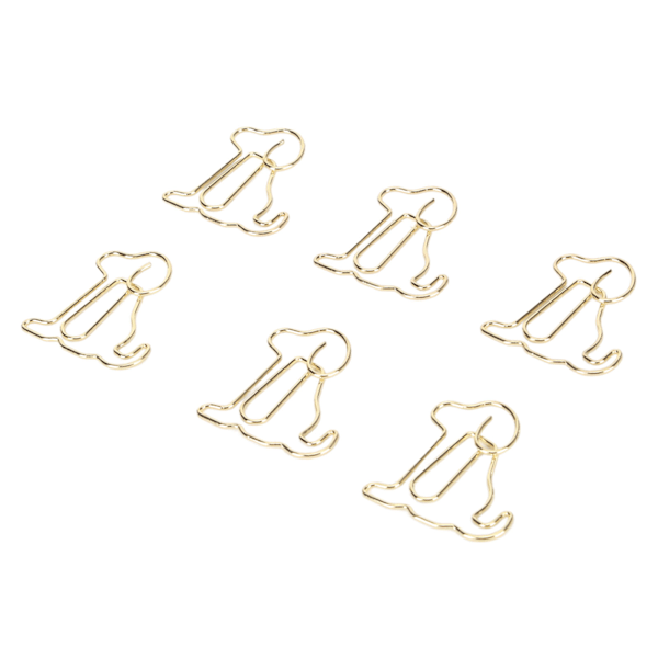 100 stk. Hund Form Papirclips Forbedret Skridsikkerhed Rustfri Genanvendelige Metalliske Papirclips til Kontor Guld