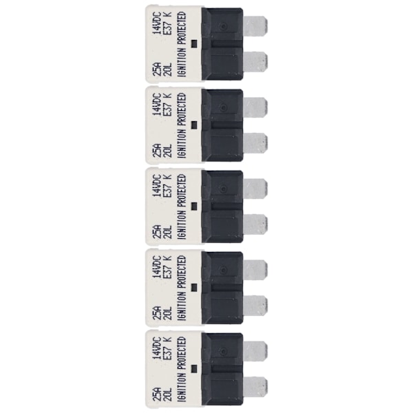 E37 Auto T1 Reset Sikringsautomat UL Grade 94V0 Termoplastisk ATC ATO Sikringsautomater 25A 5 Pak