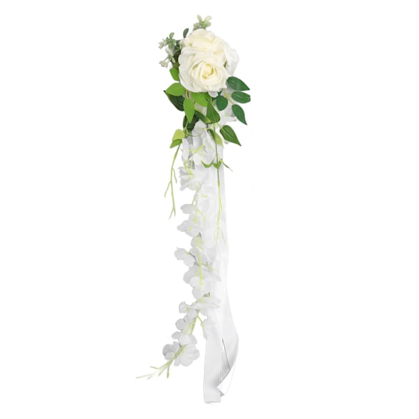 Bryllupsstol Ryg Blomst Kunstig Naturtro Fast Form Rig Lager Elegant Rose Bryllupsfest Stol Rygdekoration 17048