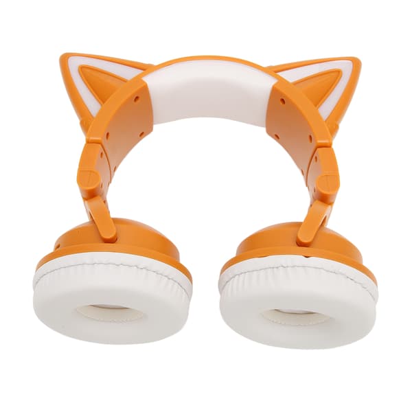 Cat Ear Bluetooth Headset Stereo Cute High Sensitivity Built-in Microphone Adjustable LED Kids Headset with 3.5mm Cable Yellow