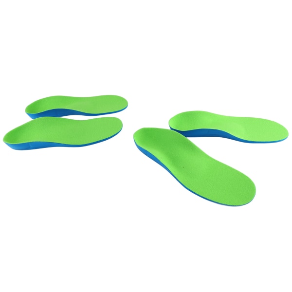2 par ortopediske støttende innleggssåler i PU-skum for menn og kvinner, 24 cm, størrelse 38, blå og grønn