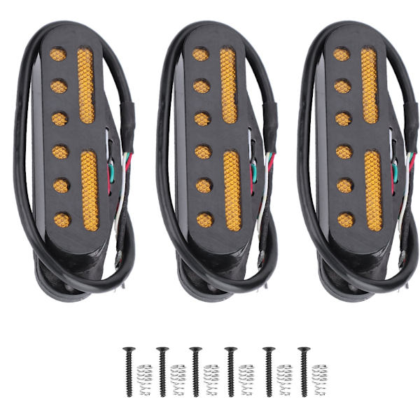 3st Single Coil SSS Pickup Set för ST Stil Gitarr Svart