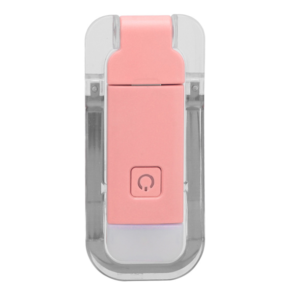 LED-bokmerkelys USB-oppladbar 3 lysstyrker Varmt hvitt lys Bærbar klips-leselampe for nattlesing Rosa