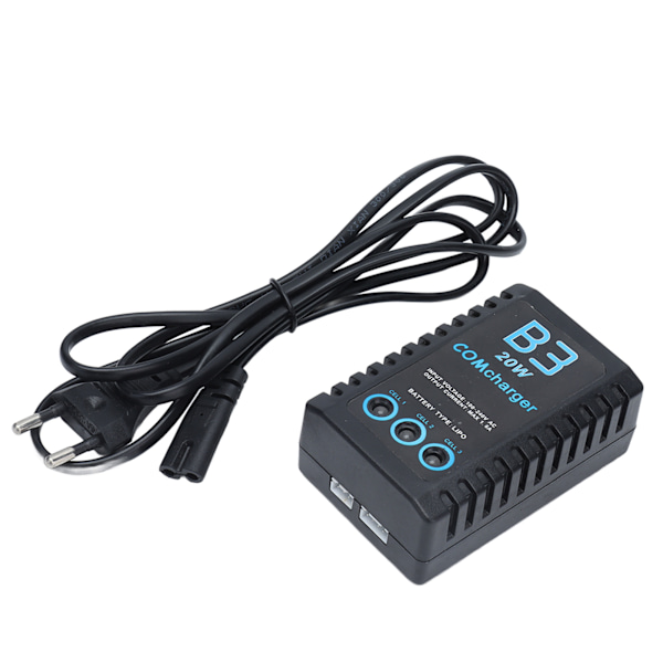 Batteribalanceoplader til 2‑3S polymermodelflybatteri 7,4V/11,1V 20W 1,6A B3EU-stik 100‑240v