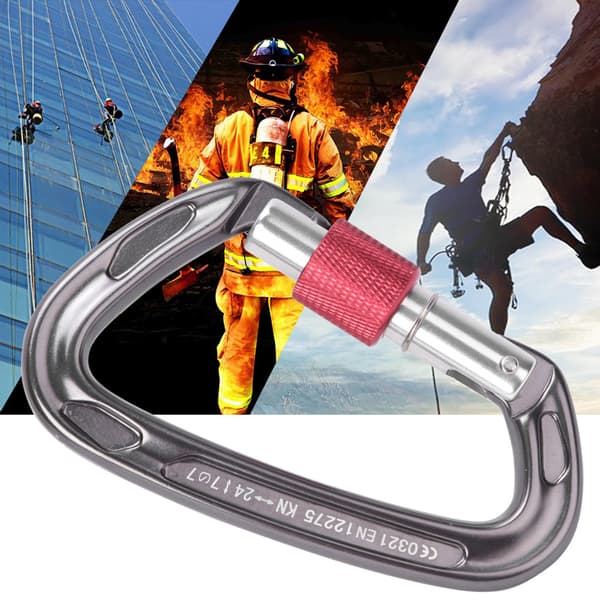 7075 Flygplansaluminium Master Lock Karabiner D-Ring Säkerhetsspänne Säkerhetsutrustning Växlar för utomhusklättring Campinggrå