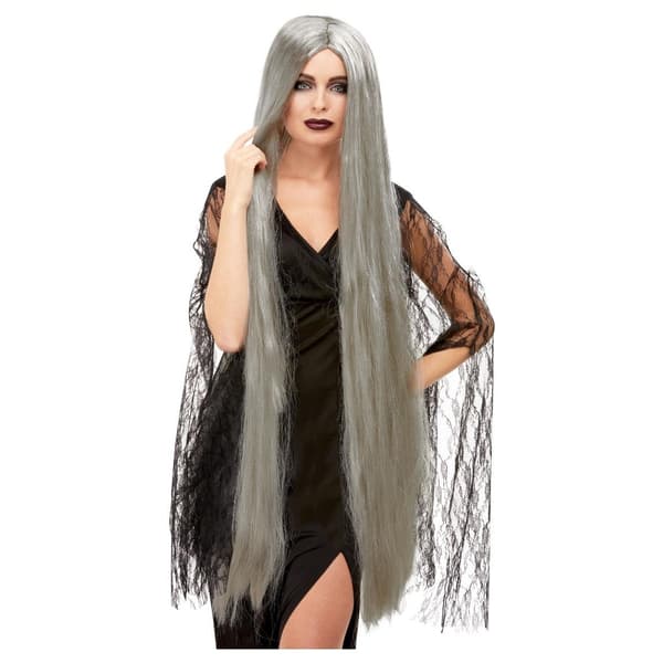 Smiffys Hekse Paryk Ekstra Lang Halloween Paryk One Size Grå Grey One Size