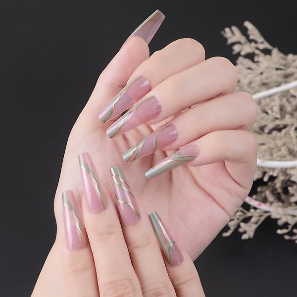 Bärbar nagelavtagbar falsk nagelplåster Spetsig nail art TYPE 32