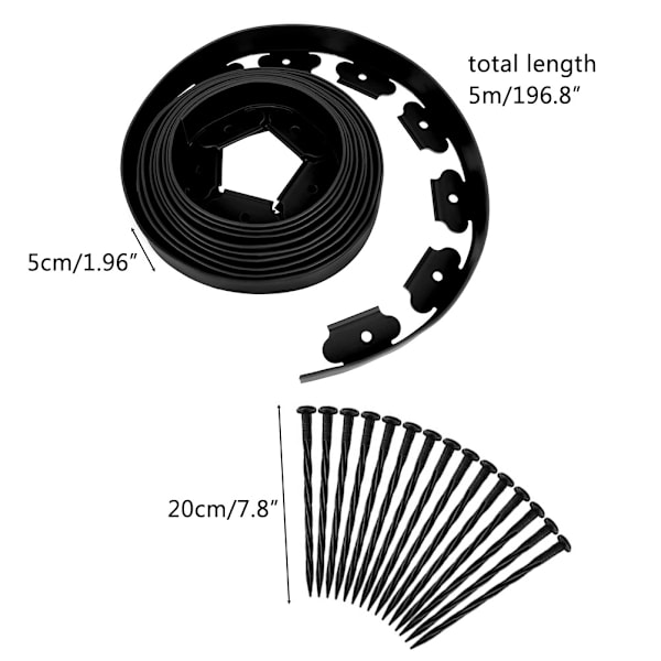 5M Landskabs Kantkant Kant Landskabs Kant PE Stakit Havekant Sæt Haveisolering Bælte til Terrasse Have Græsplæne