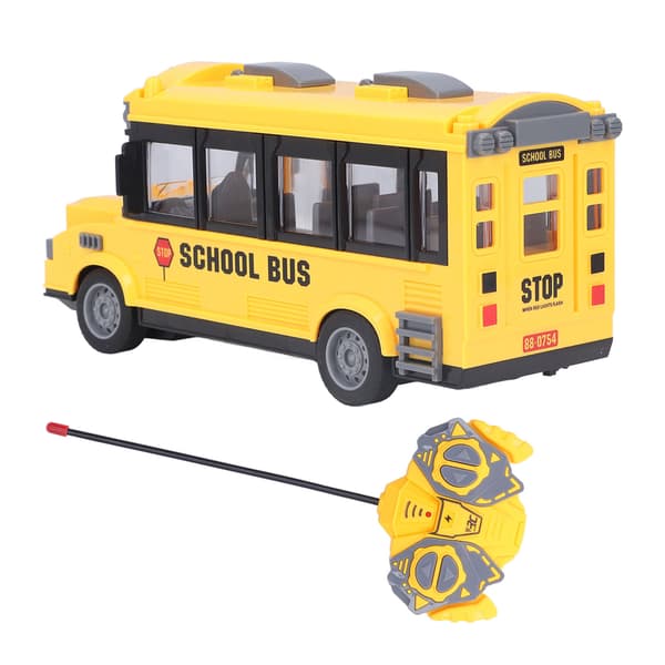 School Bus Toy 1/30 Scale Body Lights Forward Backward Function Yellow Battery Power Supply Plastic Material RC Car