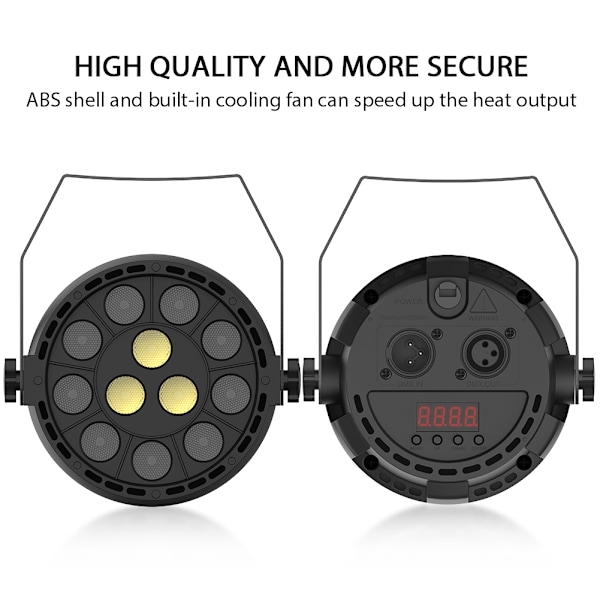 LED Par-lys, EBTOOLS 12 LED-scenlys med RGBW-farve, DMX, Strobe og lydaktivt tilstand
