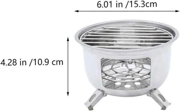 Rund campingovn i rustfritt stål Bærbart BBQ-tilbehør for utendørs grilling, camping, piknik