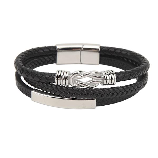 PU-läderarmband för män Stilfullt elegant flerlagers flätat herrarmband med magnetlås för dagligt bruk