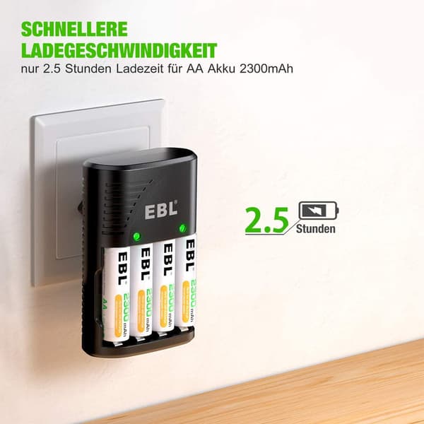 TB6802ER 4x AA 2300mAh+Plug Lader