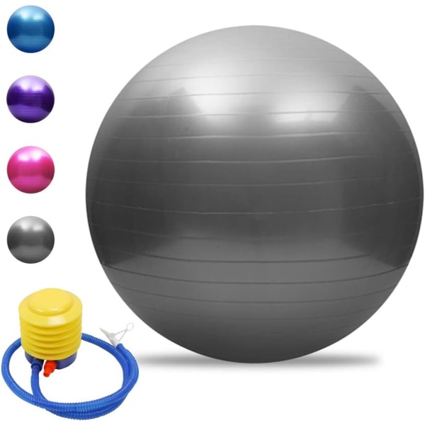 Ballon de yoga anti-eclatement épais et stable - gris 55cm