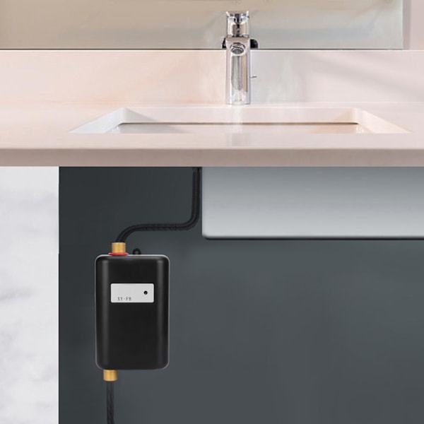 Kaksoiskäyttöinen kodin vedenlämmitin Älykäs keittiön vedenlämmitin Mini nopea lämmityskone indikaattorivärillä musta (EU-pistoke 220V 3800W)