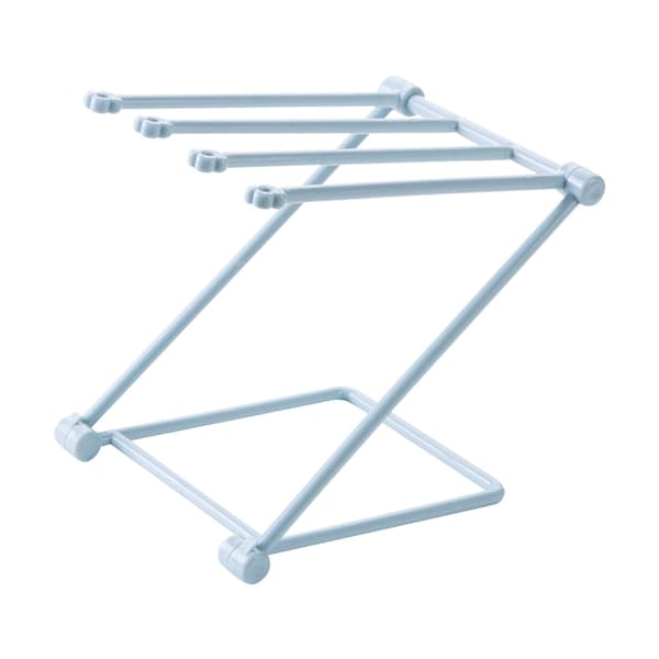 Countertop Dishcloth Drying Rack 4-Arm Foldable Vertical Towel Rack Dishcloth Holder for Kitchen Light Blue
