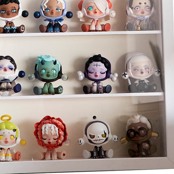Anime Figure Display Case Three-dimensional Thickened Display Storage Box for Mini Toys Collections White Double Partition