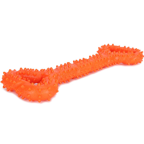 TPR Hund Tuggleksak Benform Tänder Rengöring Stick Husdjur Interaktiv Molar Leka ToyOrange