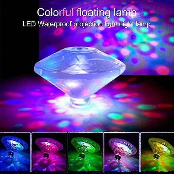 Fargerikt flytende bassenglys, ip68 nedsenkbar LED-lampe, LED-undervannslys med 7 moduser (2 stk) m