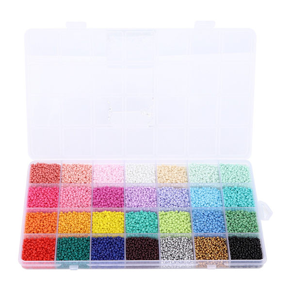 14000 st Armbands Pärlor 28 Färger 2mm Glasfröpärlor för Smyckestillverkning DIY Konst