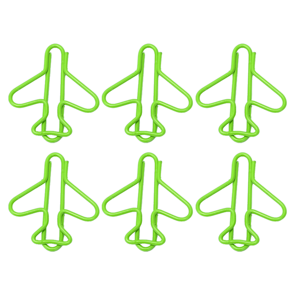 100 stk. Søde papirclips, flyformet design, belagt tråd, lyse farver, dekorative papirclips til scrapbog, kort, papirhåndværk, grøn