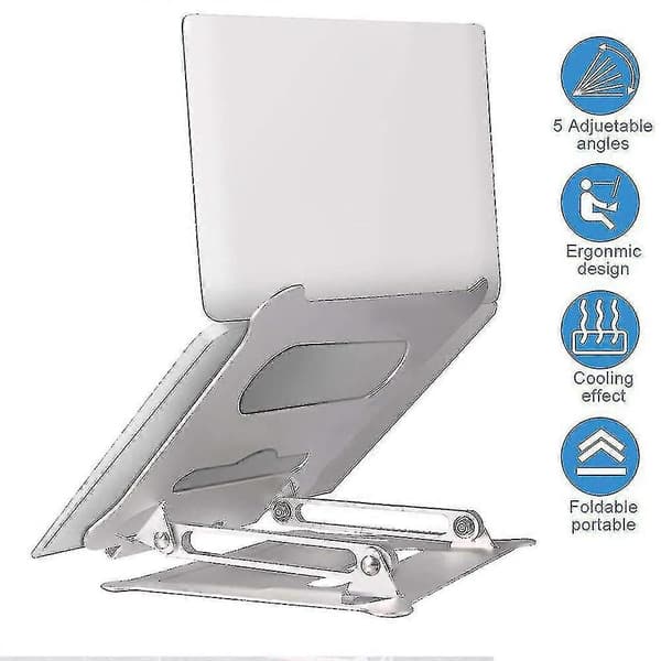 Justerbart bærbart stativ i aluminiumslegering, sammenleggbart og bærbart for bærbar Macbook-datamaskinholder, svart