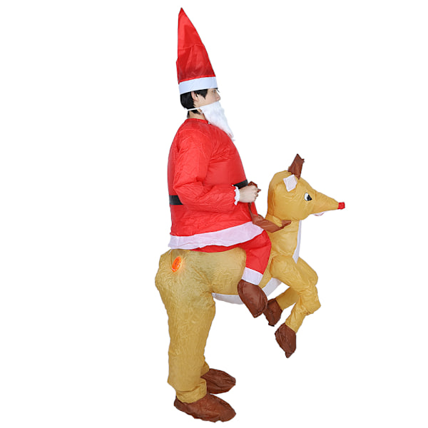 Joulupukki piirretty puhallettava puku Halloween-festivaaleille Juhlakoriste Joulupukki hirven kanssa X121