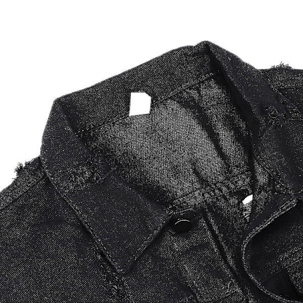 Retro Ripped Denim Väst för Män - 3XL