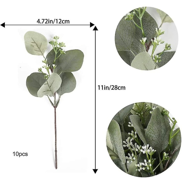 10st konstgjorda eukalyptusväxter konstgjorda växter Eukalyptusblad för bröllopsfest Trädgårdsbalkongdekoration